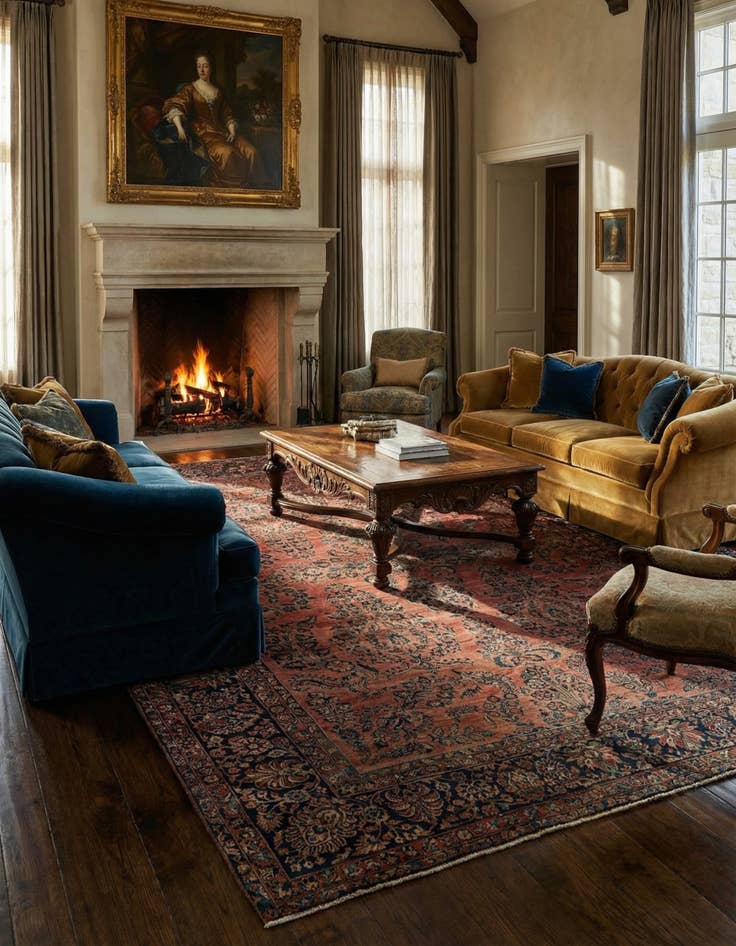 Detail image of  8' 8 x 11' 6  Hand Knotted Sarough Persian Wool Rug