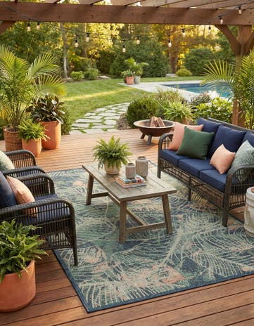 Blue Easy-Clean Baja Indoor / Outdoor Rug
