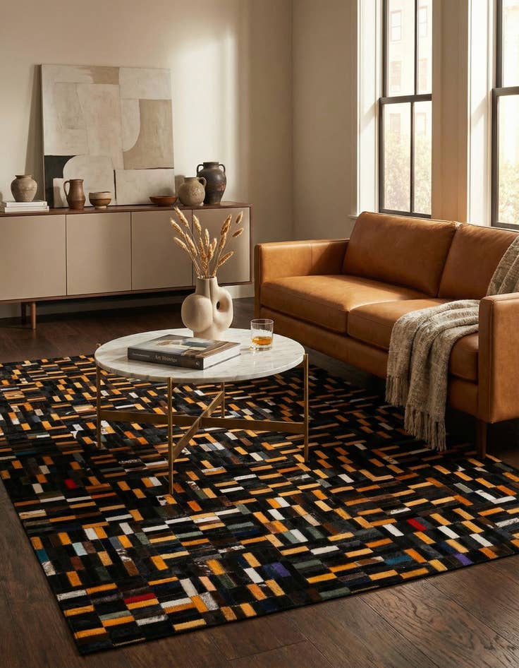 Detail image of  5' x 8' Cowhide - Patchwork Rug