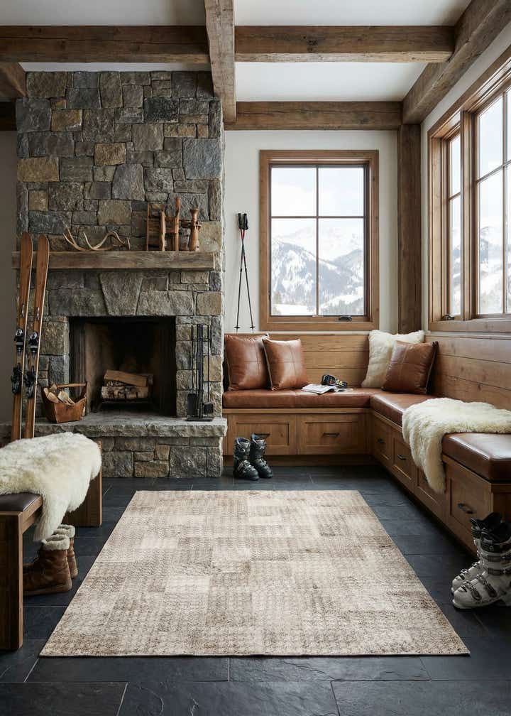 5' 3 x 7' 6 Cowhide Leather Rug