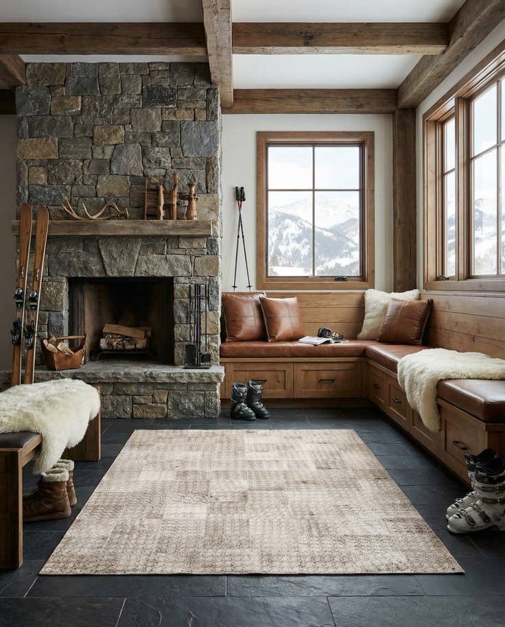 Detail image of 5' 3 x 7' 6 Cowhide Leather Rug