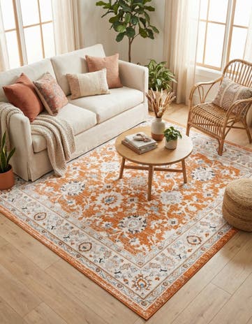 Rust Red Charlotte Square Rug