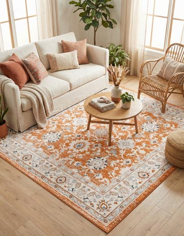 Rust Red Charlotte Square Rug