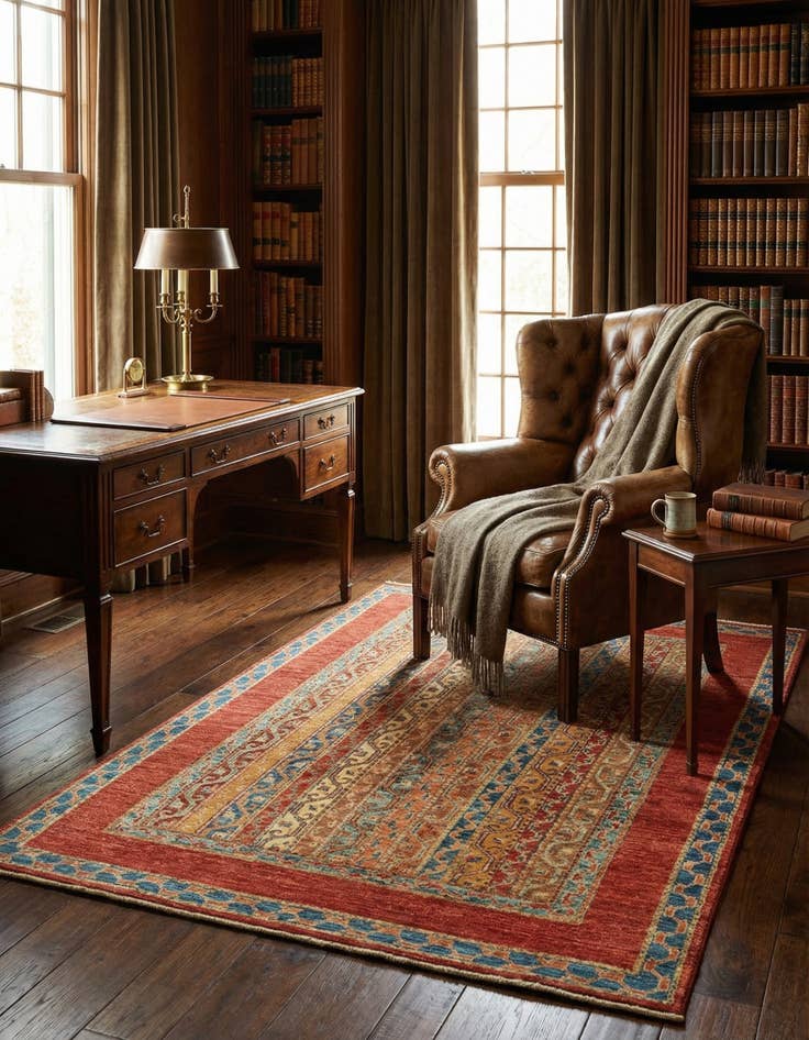 Detail image of 4' 2 x 5' 10  Hand Knotted Ariana Ziegler Rug