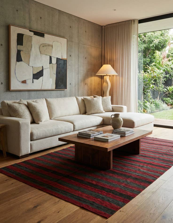 Detail image of 5' 5 x 9' 7  Hand Woven Kilim Modern Wool Rug