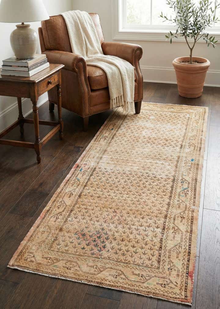 4' 1 x 10' 1 Hand Knotted Ultra Vintage Persian Wool Runner Rug