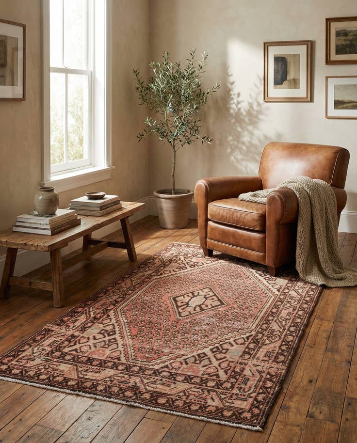 Detail image of 4' 2 x 7' Hand Knotted Ultra Vintage Persian Wool Rug