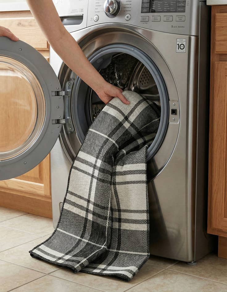 Detail image of  2' x 8'  Washable Checkered Indoor / Outdoor Runner Rug