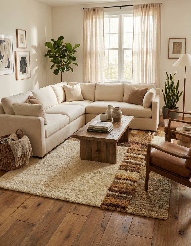 Detail image of 6' 7 x 8' 2  Hand Knotted Moroccan Wool Rug