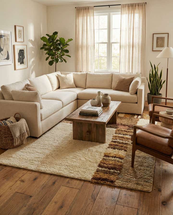 6' 7 x 8' 2 Hand Knotted Moroccan Wool Rug