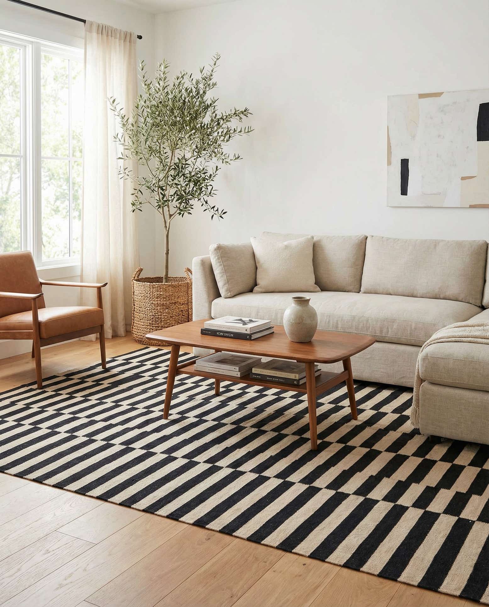 5' x 6' 4 Hand Woven Kilim Modern Wool Rug