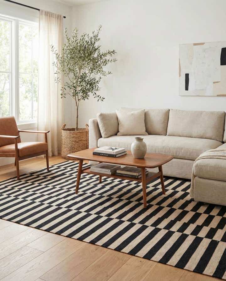 5' x 6' 4 Hand Woven Kilim Modern Wool Rug