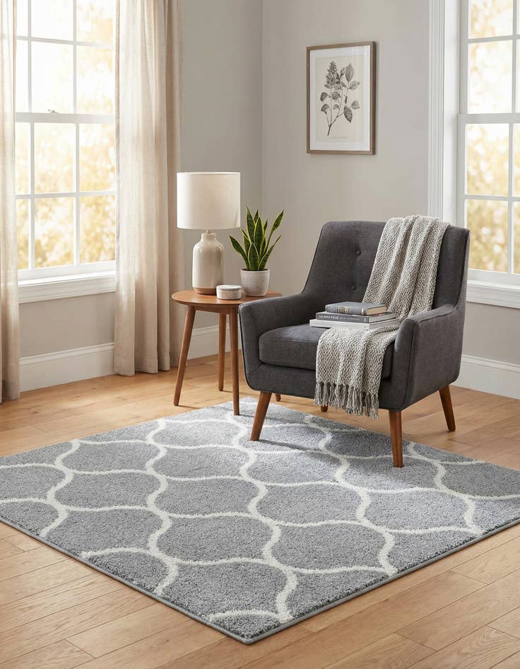 Detail image of  3' x 3' Lattice Frieze Square Rug