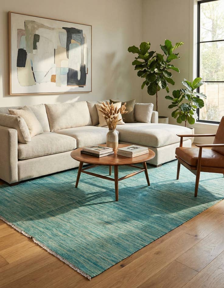 Detail image of 4' 10 x 6' 6  Hand Woven Kilim Modern Wool Rug