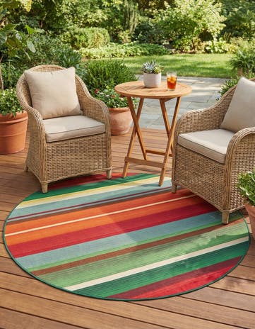 5' x 5' Easy-Clean Modern Indoor / Outdoor Round Rug