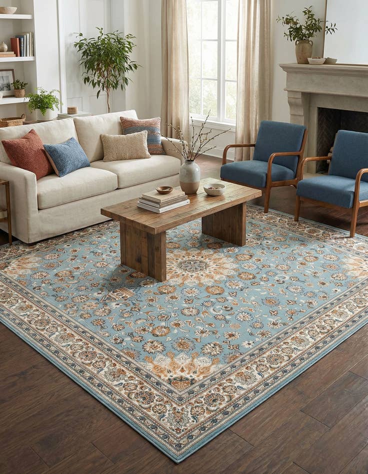 Detail image of  10' x 10'  Washable Traditional Indoor / Outdoor Square Rug