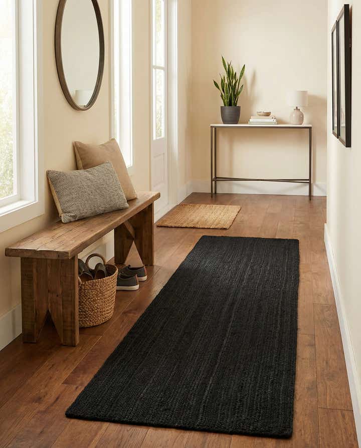 2' 7 x 9' 10 Handmade Braided Jute Runner Rug