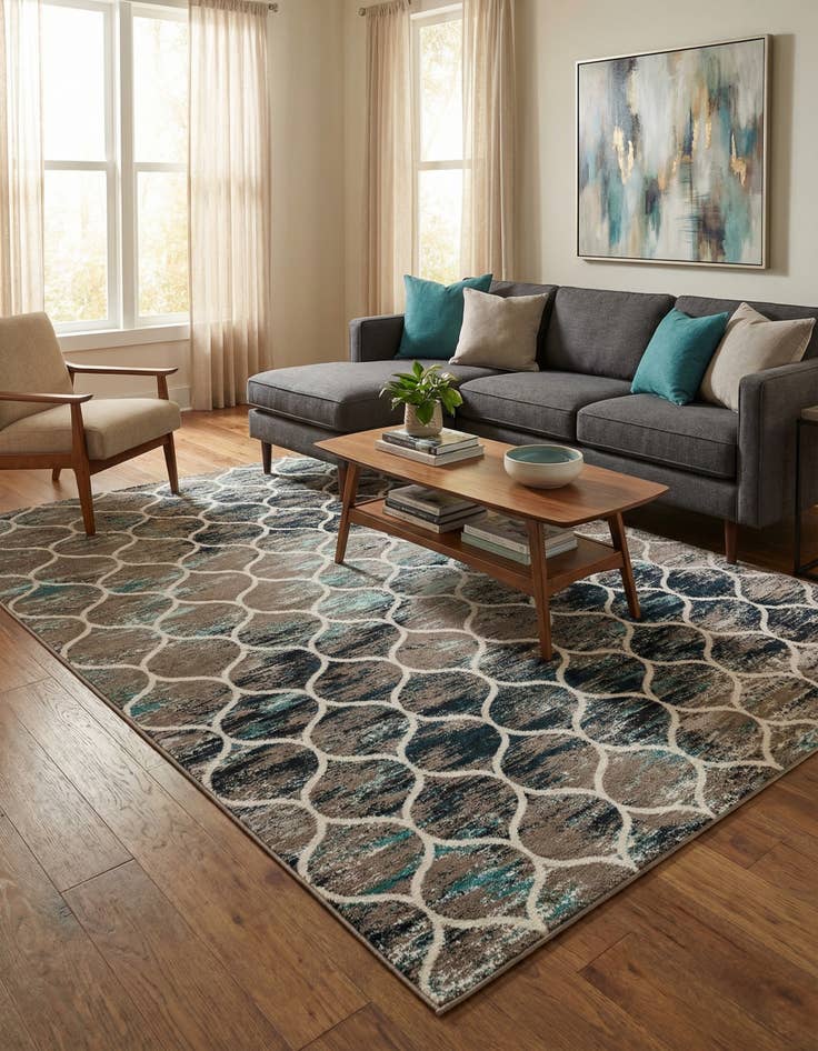 Detail image of  10' x 14' Lattice Frieze Rug