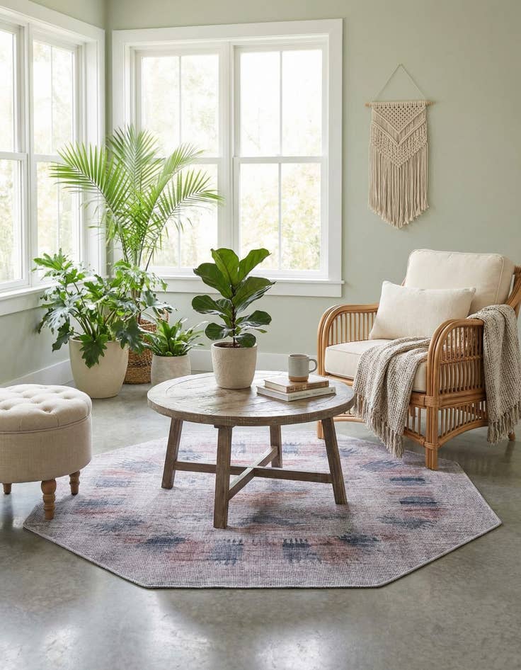 Detail image of 5' 3 x 5' 3  Washable Sisu Octagon Rug