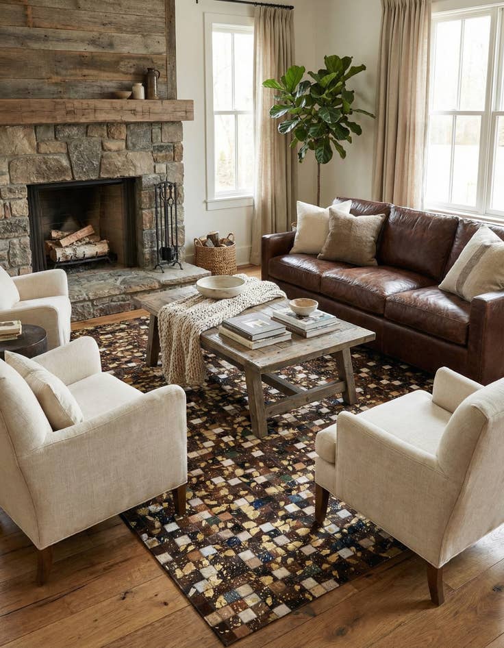 Detail image of 5' x 8' Cowhide Stocks Rug