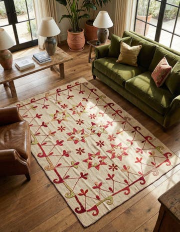 4' 9 x 7' Hand Woven Kilim Modern Wool Rug