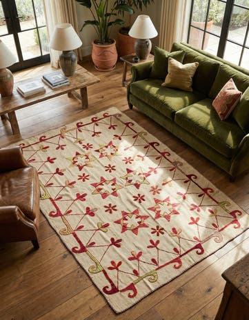 4' 9 x 7' Hand Woven Kilim Modern Wool Rug