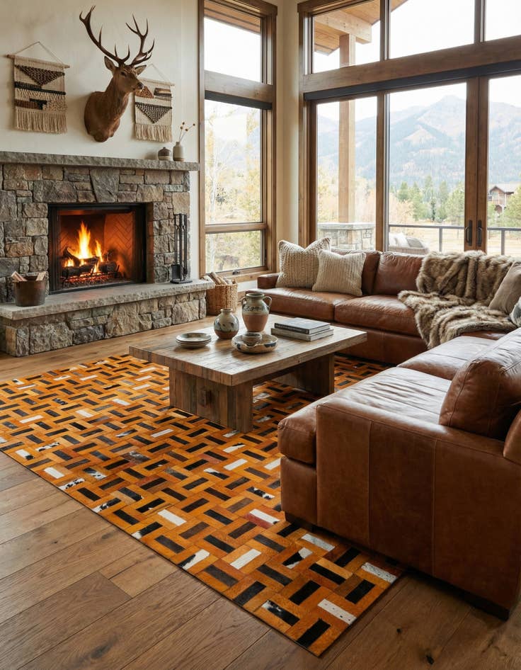 Detail image of  8' x 9' 11 Cowhide - Patchwork Rug