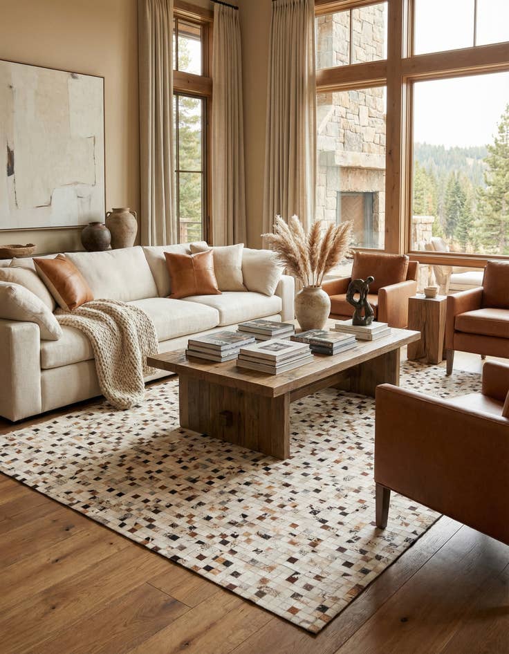 Detail image of  8' x 9' 10 Cowhide Stocks Rug