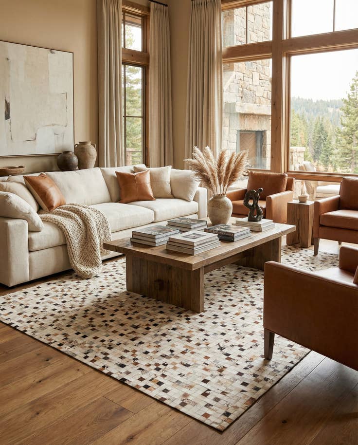 Detail image of 8' x 9' 10 Cowhide Stocks Rug