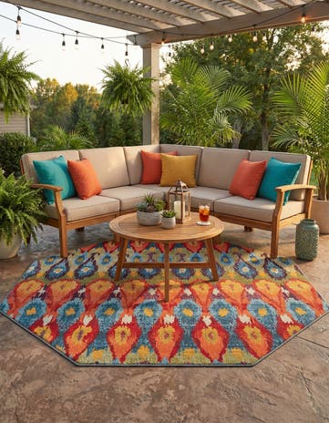 7' x 7' Easy-Clean Modern Indoor / Outdoor Octagon Rug