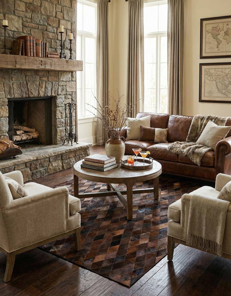 Detail image of 5' x 8' Cowhide Stocks Rug