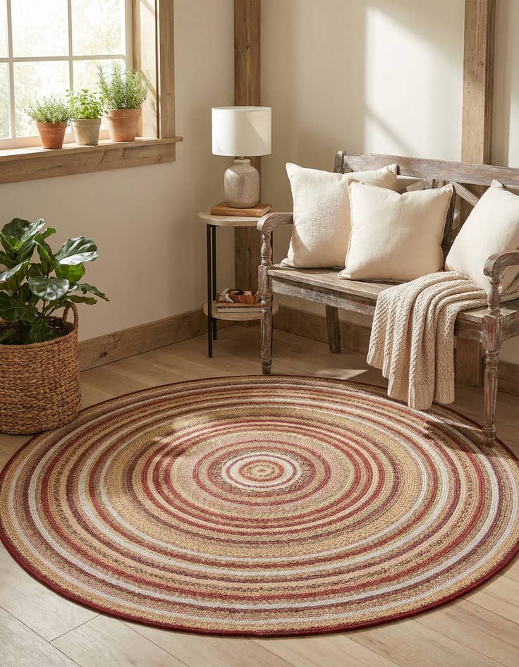 Detail image of  5' 3 x 5' 3  Washable Baja Indoor / Outdoor Round Rug