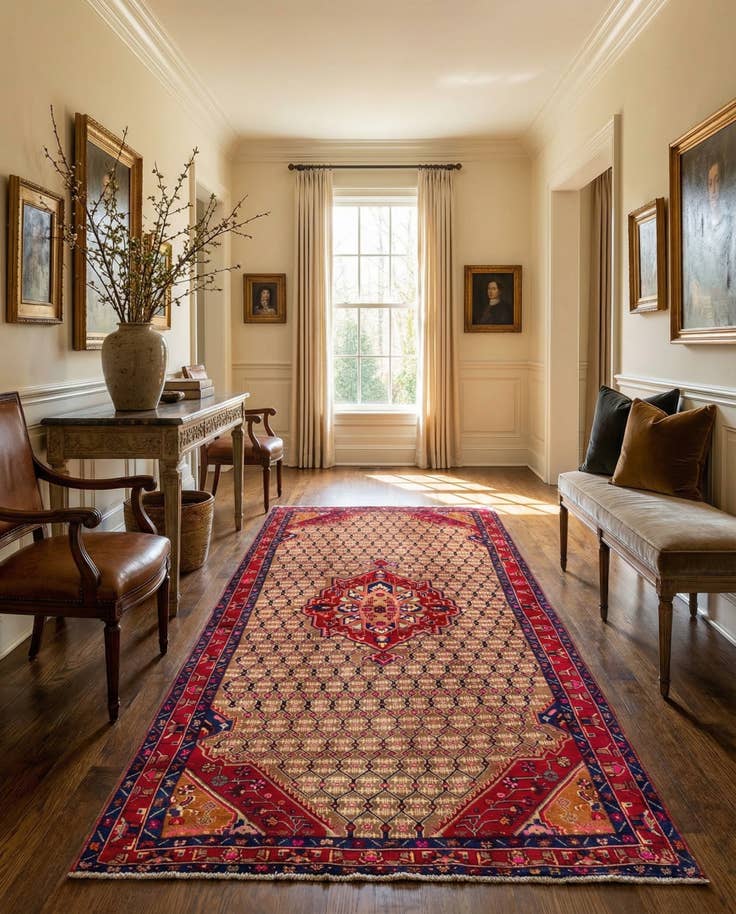 Detail image of 5' 3 x 11' 3 Hand Knotted Koliaei Persian Wool Runner Rug