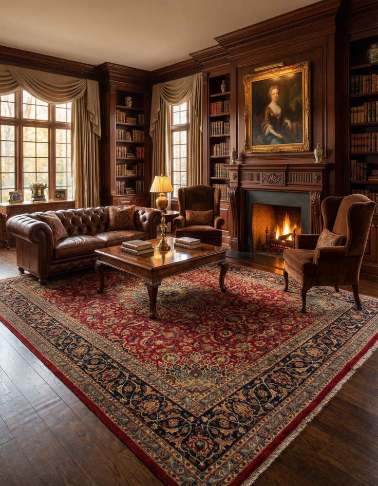 Detail image of 9' 7 x 13'  Hand Knotted Kashmar Persian Rug