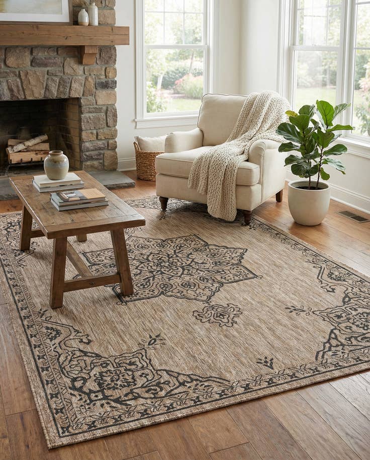 Detail image of 6' x 9' Easy-Clean Traditional Indoor / Outdoor Rug