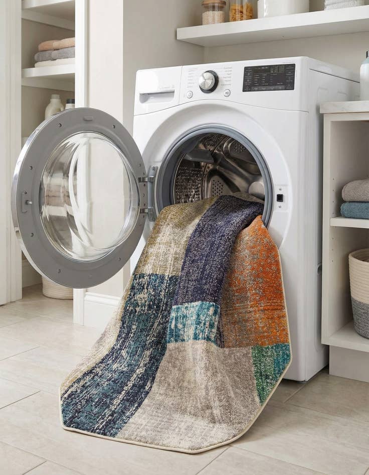 Detail image of  5' 3 x 5' 3  Washable Vivid Octagon Rug