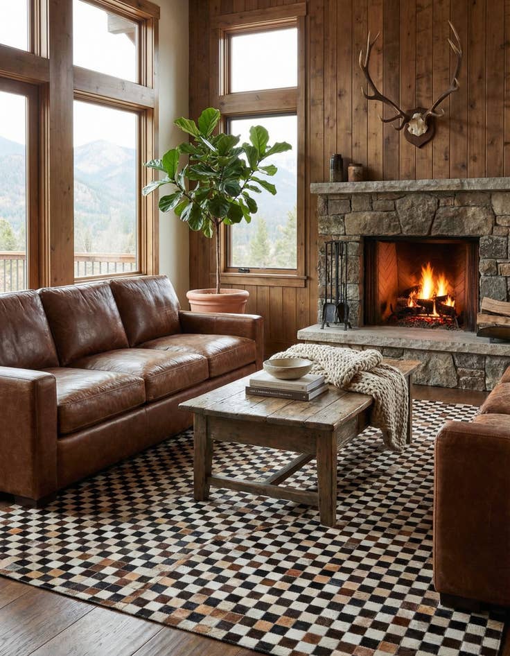 Detail image of 5' 5 x 7' 8 Cowhide Stocks Rug