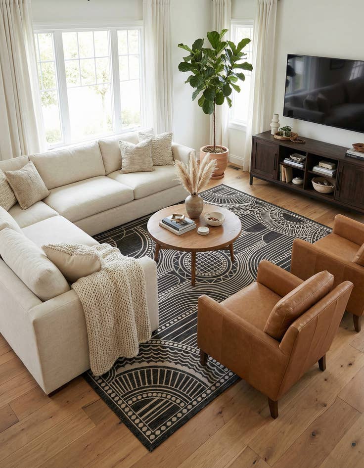 Detail image of  9' x 12'  Washable Traditional Indoor / Outdoor Rug