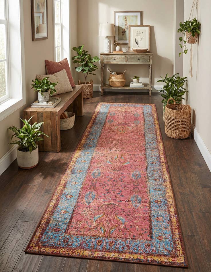 Detail image of  2' 7 x 10'  Washable Traditional Indoor / Outdoor Runner Rug