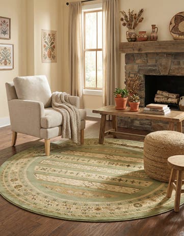 Light Green Kashkuli Gabbeh Round Rug