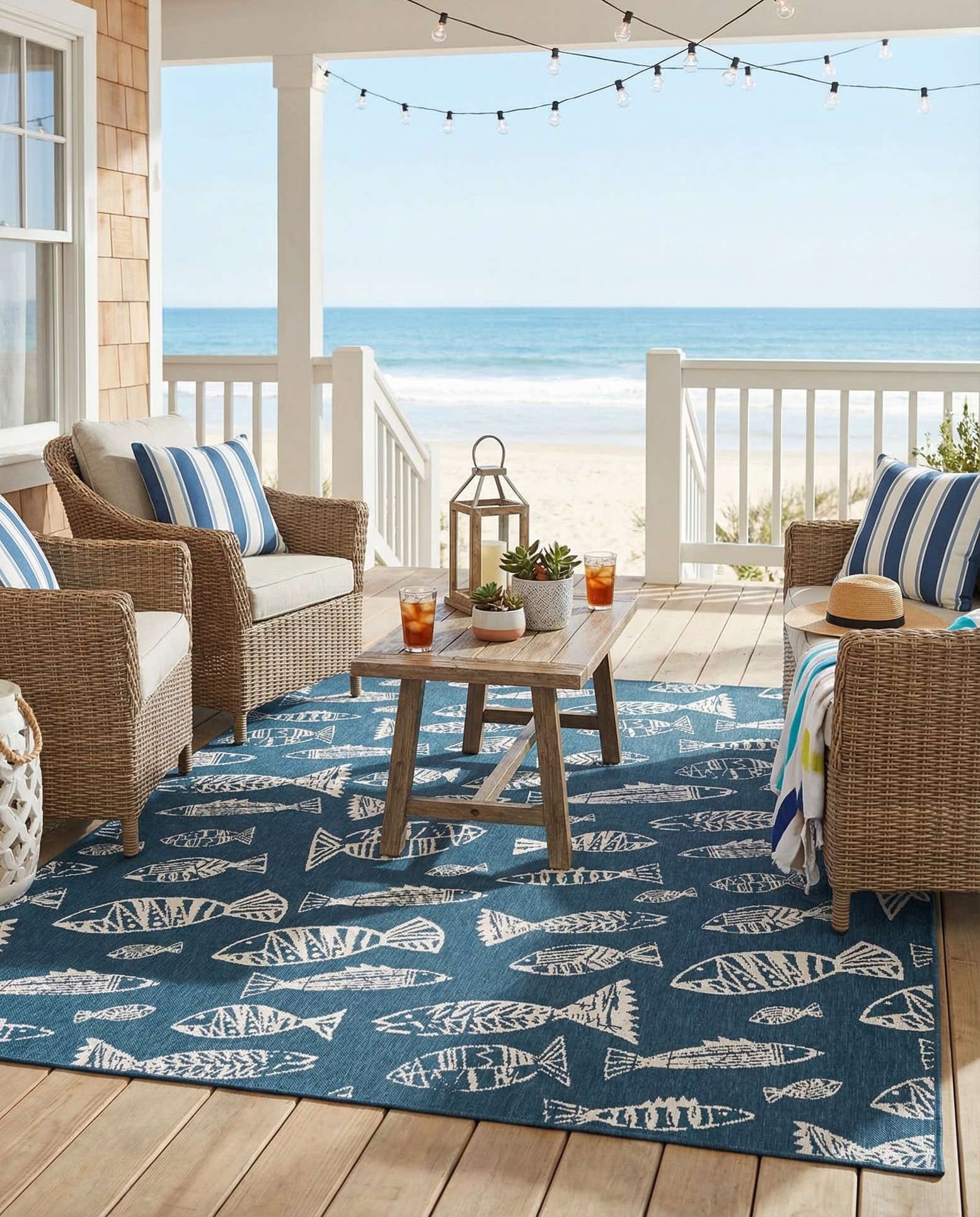 7' 10 x 10' Easy-Clean Coastal Indoor / Outdoor Rug