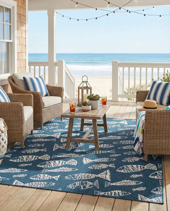 7' 10 x 10' Easy-Clean Coastal Indoor / Outdoor Rug