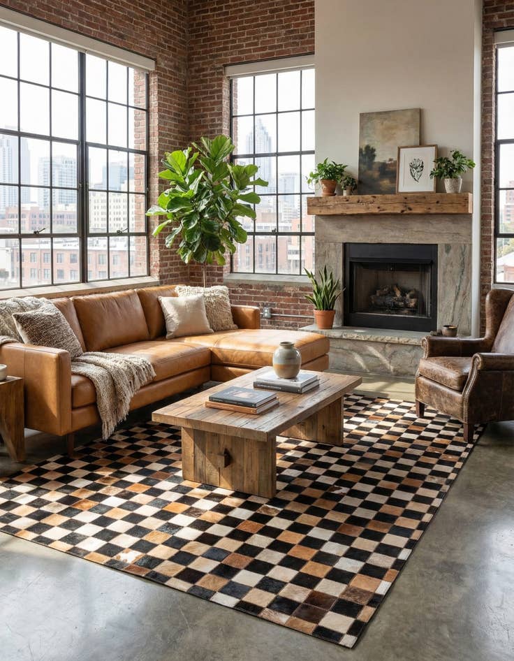 Detail image of 5' x 8' Cowhide Leather Rug