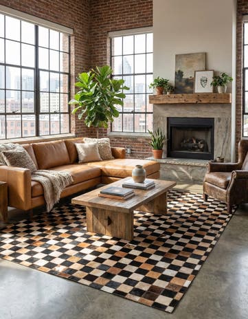 5' x 8' Cowhide Leather Rug