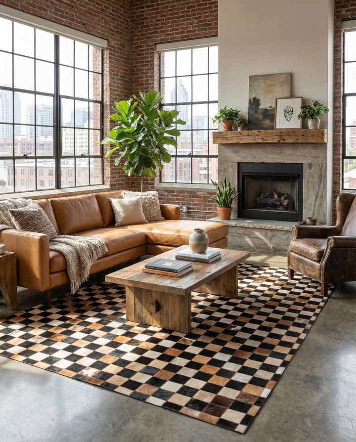 5' x 8' Cowhide Leather Rug
