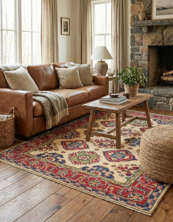 Detail image of 5' 6 x 7' 10 Hand Knotted Kazak Rug