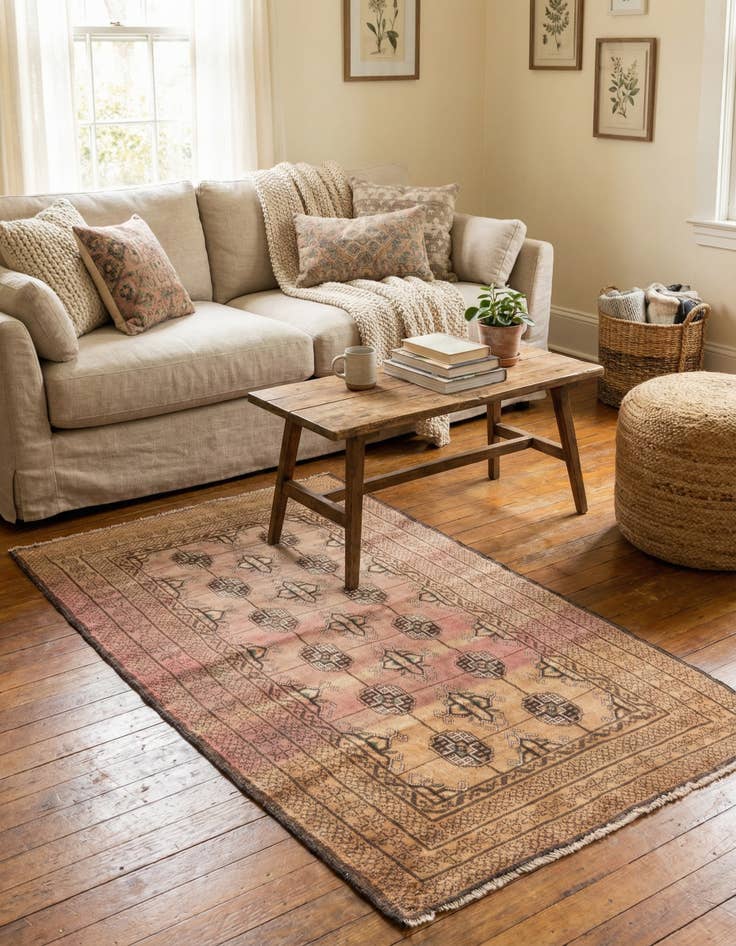 Detail image of 3' 7 x 6' 9  Hand Knotted Ultra Vintage Persian Wool Rug