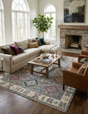 8' 1 x 9' 10 Hand Knotted Oushak Wool Rug