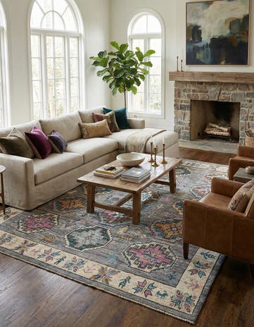 8' 1 x 9' 10 Hand Knotted Oushak Wool Rug