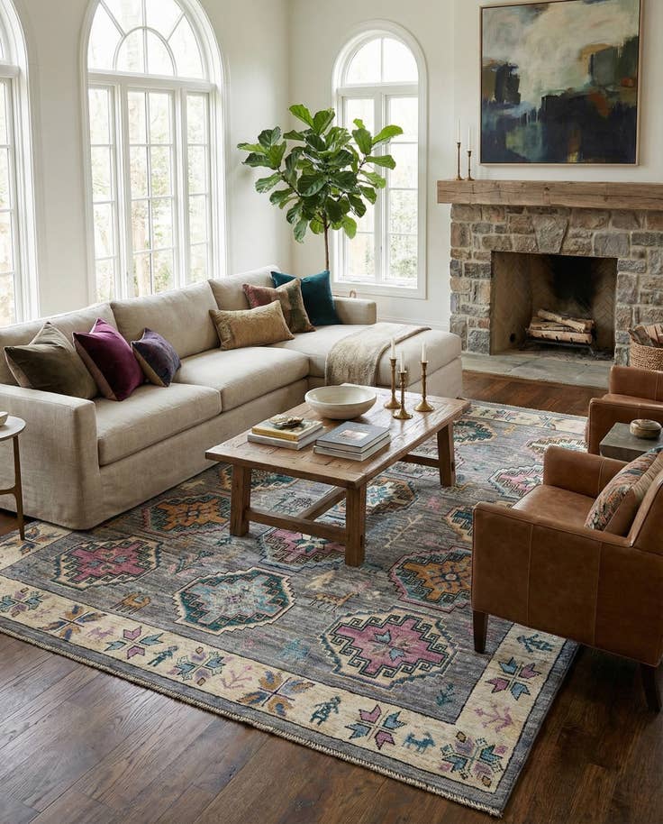 Detail image of 8' 1 x 9' 10 Hand Knotted Oushak Wool Rug